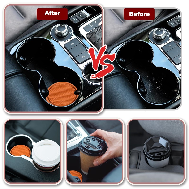 sourcing map 4pcs Car Cup Coasters Universal PVC Car Cup