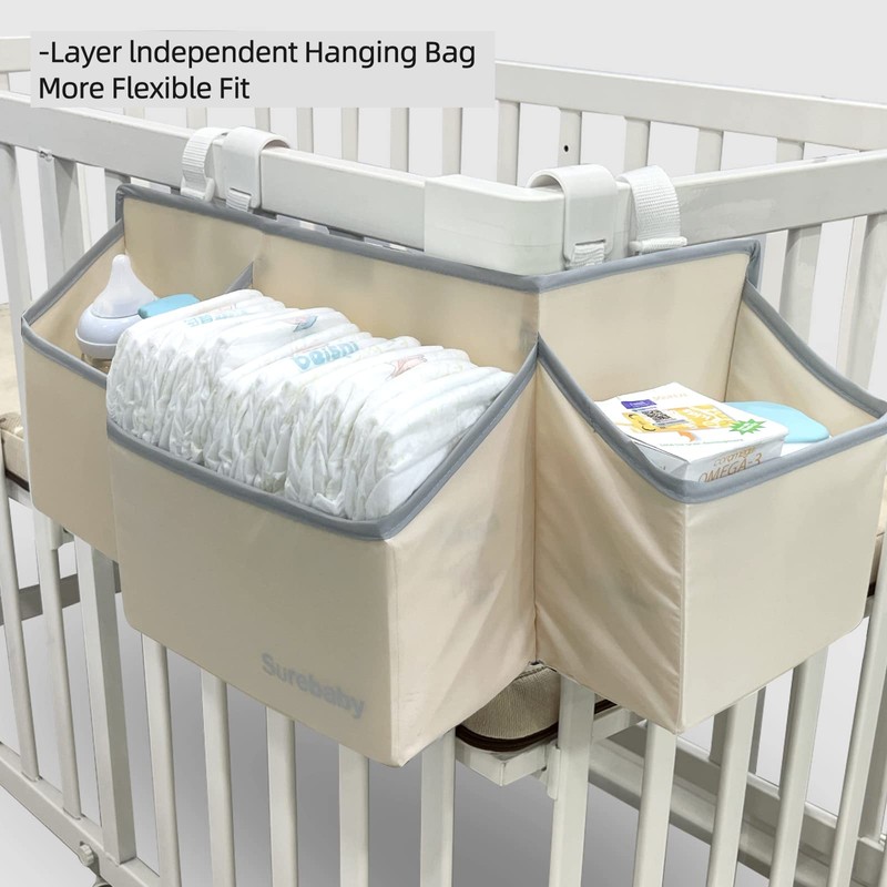 surebaby Hanging Baby Diaper Caddy, 3-in-1 Diaper Caddy Organizer Holder