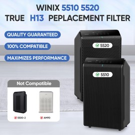 BIHARNT 5510 5520 Replacement Filter Q Compatible with Winix 5510 and 5520 Air Purifier, Includes 2 Pack H13 Filter and 2 Pack Carbon Filter, Part# 1712-0123-00