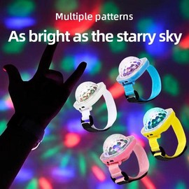 Lancoon 2 Pack Disco Ball Light, Wearable Mini Portable LED Lamp Night Strobe Watch Bracelet USB Charging Voice Controlled with Suction Cup for Kid Party Car Dancing DJ Club(Blue)
