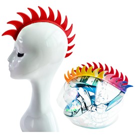 3T-SISTER Helmet Mohawk Wig Adhesive Mohawk for Motorcycle Bicycle Ski Snowboard Helmet Hair Skinhead Costumes Cosplay Wig Silicone Hawk(Helmet not Included)