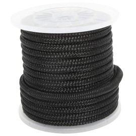 NovelBee 1/2 Inch X 50 Feet Double Braid Nylon Anchor Line with Stainless Steel Thimble and Plastic Chuck (Black)