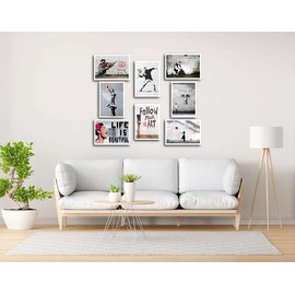 DKORARTE Set of 8 A4 Wall Pictures Decorative Modern Living Room Bedroom Room No Frame Banksy (29.7 x 21 cm)