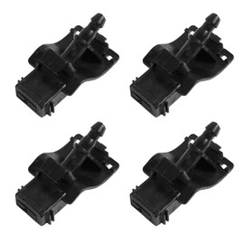 4pcs Front Windshield Washer Nozzles, Black Plastic Washer Spray Jet Kit Wiper Spray Replacement Parts Compatible with Most Cars