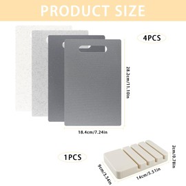 Cragmut Schneidebrett Kunststoff 4er Set, Rutschfeste Kunststoff Küchenbretter mit Aufbewahrungsständer Schneidebrett Spülmaschinenfest 28x18 cm, 4 Farben