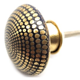 French Furniture Fittings Antiqued Brass DIMPLE KNOBS - Set of 6 (FFF) - Kitchen Cabinet Pull knobs, Cupboard, Chest, Furniture, Drawer Handles - Vintage Shabby Chic 36mm