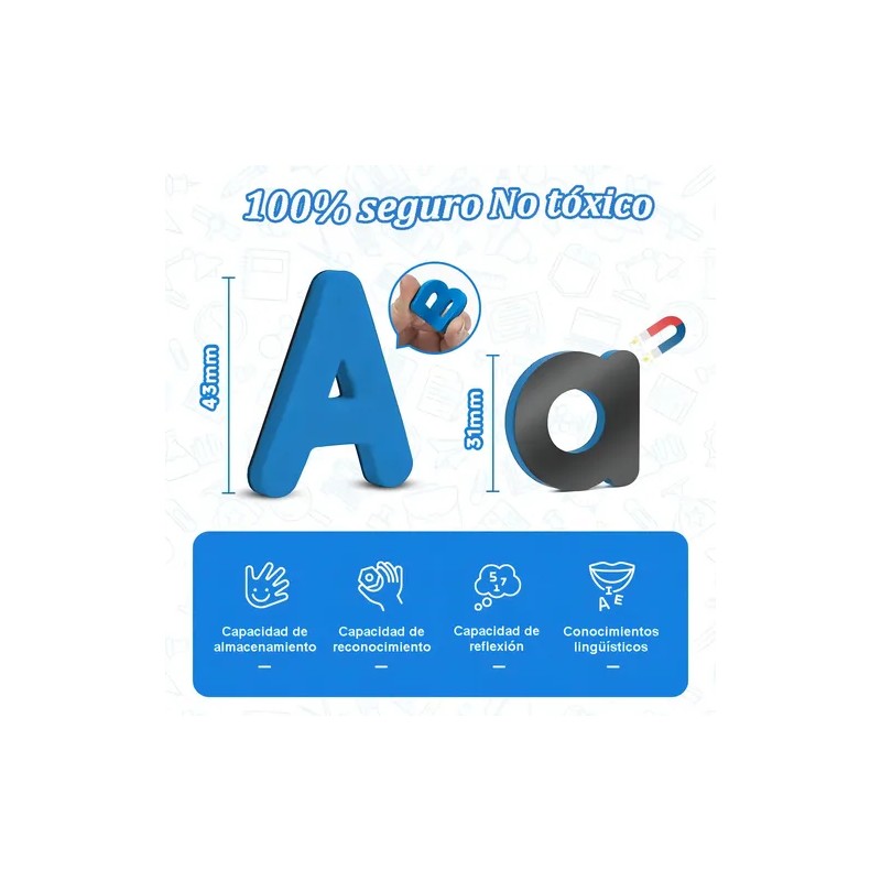 Regletas Magnéticas Montessori QITING Letras Inglés 248 Pzs Espuma EVA