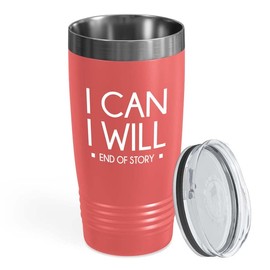 Flairy Land Daily Affirmation Coral Edition Tumbler 20oz - End Of Storie - Funny Gift For Reminder Coworker Friendship Graduation Birthday Encouragement Sunshine Woman