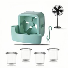 Portable Fan Cooling Attachment - No-Drill Ice Box Fan Cooler with Hook, Energy-Saving Evaporative Air Cooler for Home, Office, Apartment, Patio & Outdoor Tent (Blue)