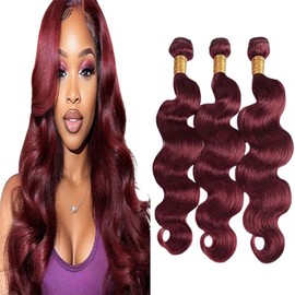 BilltiiWW Burgundy Wine Red Body Wave Bundles Human Hair 99j Burgundy Brazilian Extensions Weave Wet and Wavy Soft Silky for Woman 20 22 24 Inch