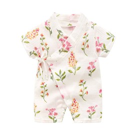 PAUBOLI - Bata kimono de algodón para recién nacido, bata de bebé japonés, pijama, Plants, 12-24 Meses