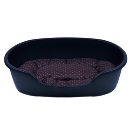 adena Dog Basket 81 x 54 cm Anthracite with Brown Polka Dots Cushion