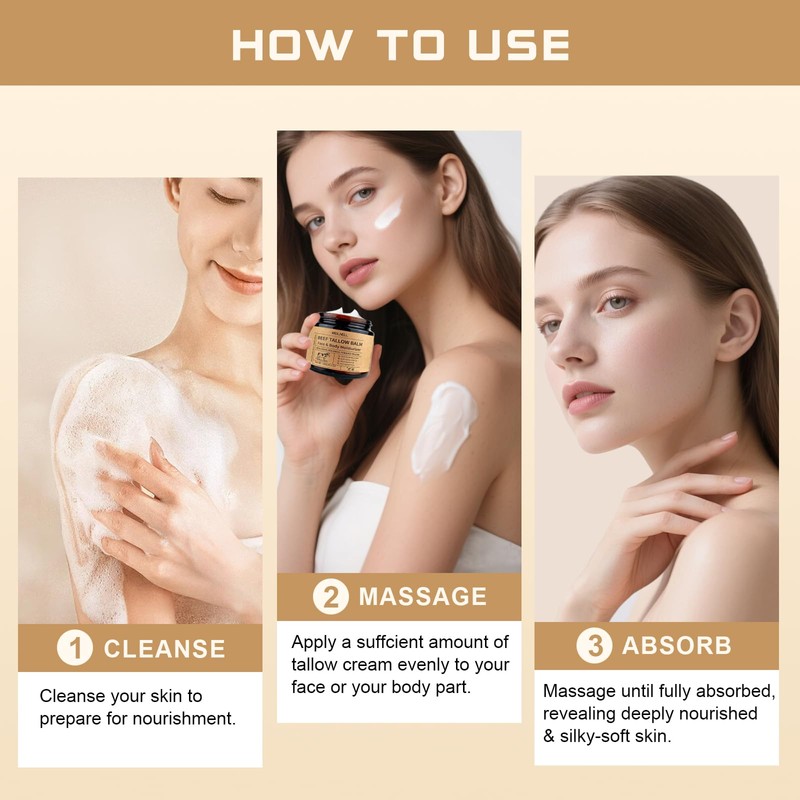 Beef Tallow Cream for Face & Body, Beef Tallow and