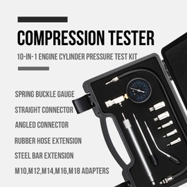 Lichamp 10pcs Compression Tester Adapter Kit, Automotive Engine Cylinder Leak Down Compression Test Motor Pressure Gauge