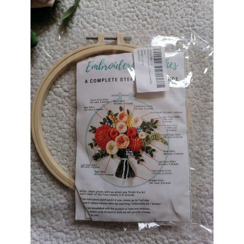 Embroidery Kit with Floral Pattern for Beginners Adults Simple Cross