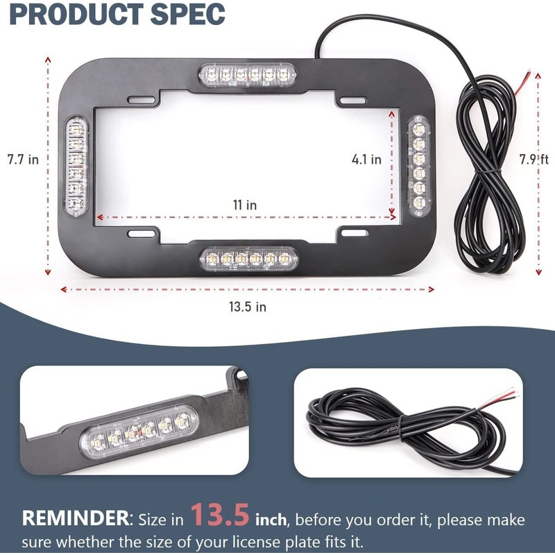 ROUTEKING 13.5" 24 LED License Plate Strobe Lights Waterproof License