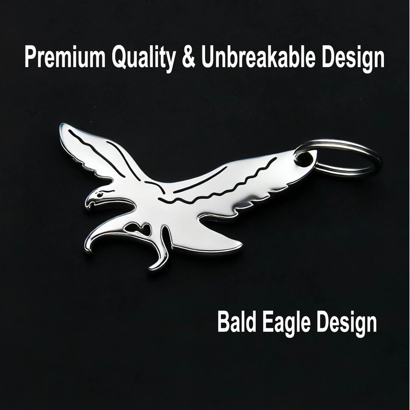 Bald Eagle Bottle Opener Keychain, Pocket EDC Beer Opener