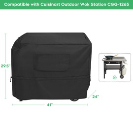EZ-DONGTENG Heavy Duty 600D Outdoor Wok Station Cover compatible with Cuisinart CGG-1265，Waterproof,UV and Fade Resistant, Black