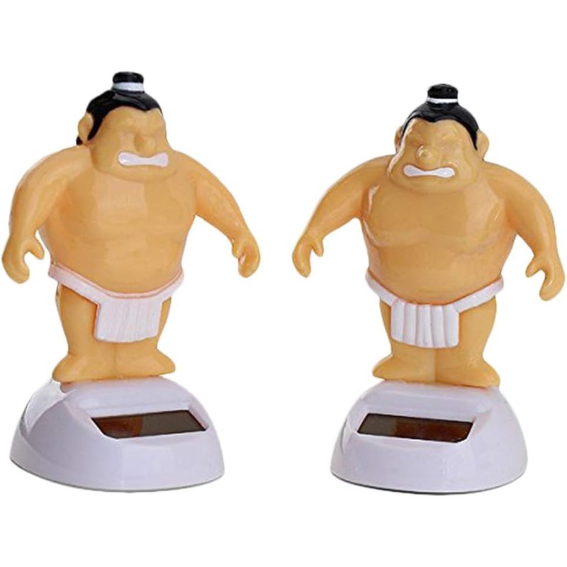 Yellow Sumo Wrestler Solar Power Swinging Car Interior Dashboard Ornament