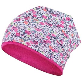Smarilla Girls' Hat Transition Hat Beanie Flowers Spring Autumn Cotton, Light grey/pink