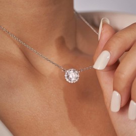 ALEXCRAFT Women's Necklace 925 Silver with Cubic Zirconia Silver Chain Women Men Gifts for Women Girlfriend Girls