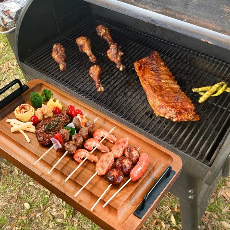 Large Wooden Charcuterie Board with Handles, Extra Long Cutting Grilling