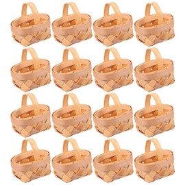 Tofficu 16pcs Woven Basket Small Woven Basket Tiny Candy Basket Flower Mini Picnic Mini Small Picnic Basket Mini Wicker Baskets Mini Country Basket Miniature Wood Baby Rattan