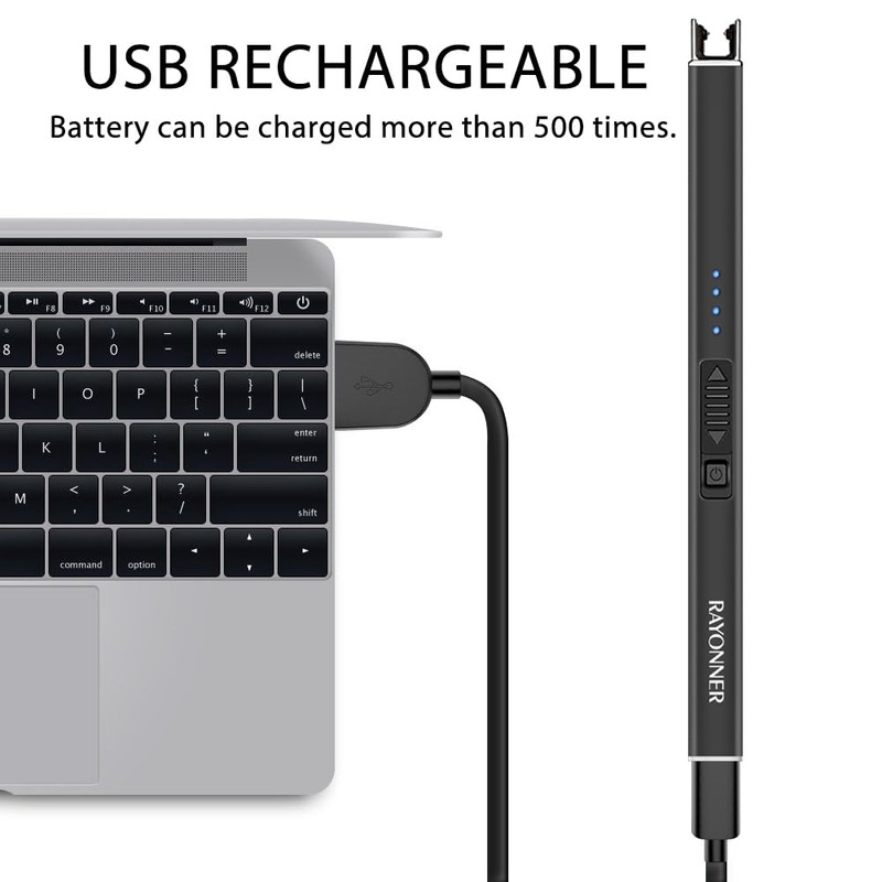 RAYONNER Electric Candle Lighter Plasma Arc Lighters Windproof & Flameless