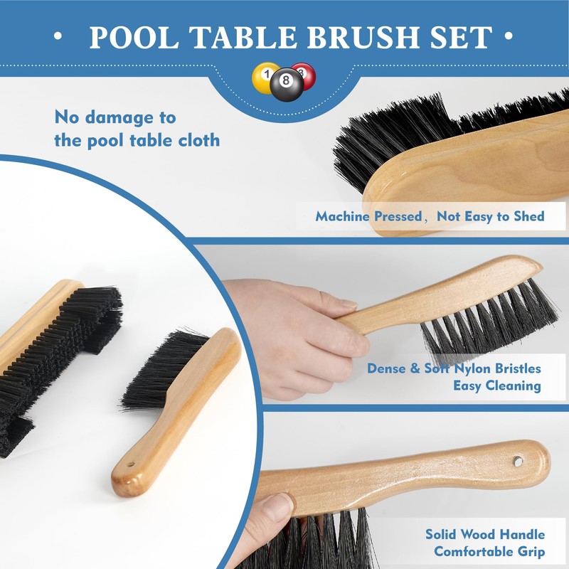 LAKINGO Pool Table Brush Set for Felt, Billiard Table Cleaning