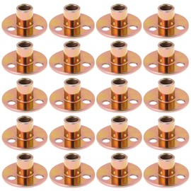 VGOL 20pcs M10 3-Hole T-Nuts Galvanized Plate Round Base Screw-in T-Nut Furniture Hardware Flange Insert Female Thread Replacement for Furniture Installation