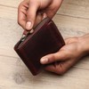 FOXHACKLE Men’s Zipper Leather Wallet with Detachable Card Case |
