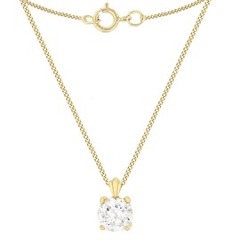 Carissima Gold Damen Diamantschliff Panzerkette 0.7mm mit Rund Cubic Zirkonia Anhänger 9k(375) 6mm Gelbgold 46cm/18zoll