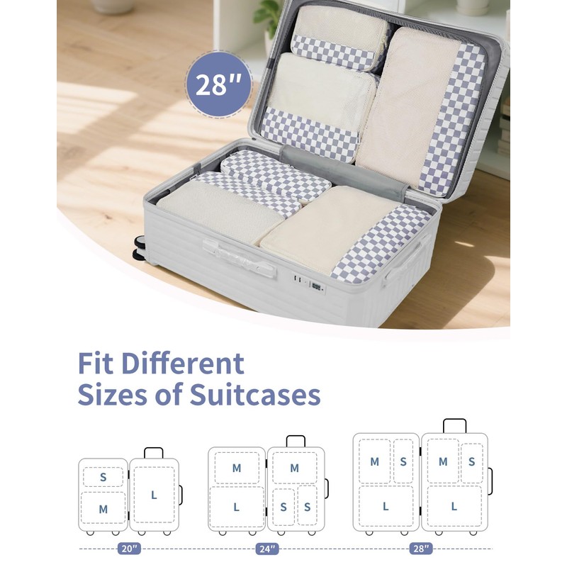 Narwey 7-Piece Suitcase Organiser Set, Packing Cubes Backpack Travel Packing