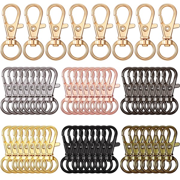 Pack of 56 Twist Clasps Lanyard Carabiner Hook Key Ring Clip Hook Metal Carabiner Clasps Swivel Lanyards Snap Hook Strap Clips for Key Ring 7 Colours