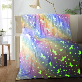 Unicorn Blanket for Girls, Unicorn Glow in The Dark Blankets for Girls/Kids, Kids Blankets for Girls, Unicorns Gifts for Girls Age 3-12, Toddler Blanket for Girls, Soft Fleece Blanket Throw 40"x60"
