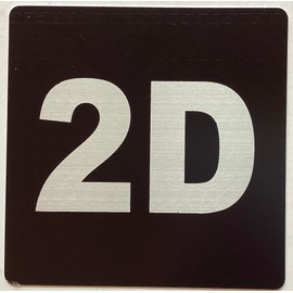 Apartment number 2D sign - UNIT NUMBER 2D SIGN/SUITE 2D SIGN (BLACK, SIZE 4x4 inch, DOUBLE SIDED TAPE) -Broadway Line