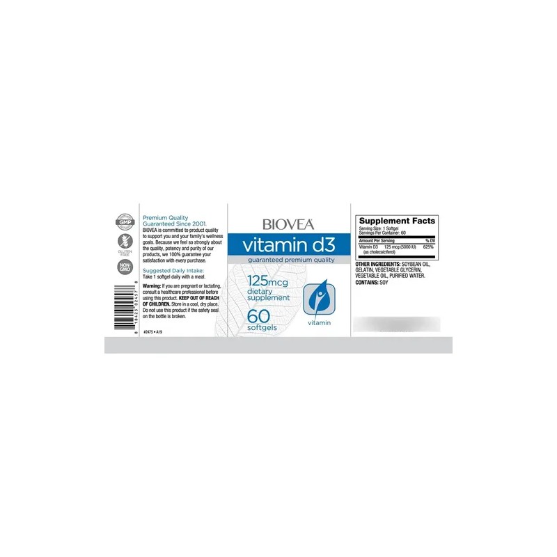 Biovea Vitamina D 60 Softgels Suplemento Vitalidad 11/2026