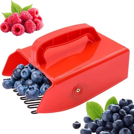 22 x 14 x 7.5cm Berry Picker Comb, Handheld Blueberry Rake Scoop, Plastic & Metal Blackberry Harvester, Fruit Harvesting with Ergonomic Handle, Berries Picking Basket, Garden Outdoor Tool (Red)