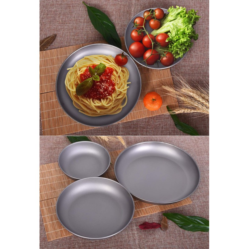 Boundless Voyage Ti15137B Titanium Plates, Round Plates, Dishes, Dishes, Unbreakable,