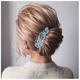 Yheakne - Pasador para el pelo de novia con diamantes de imitación para el pelo, peine para novia, accesorio para el pelo para mujeres y niñas (azul)