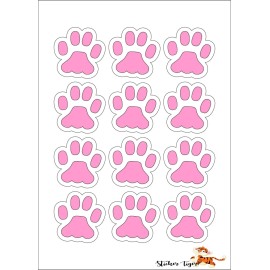 Sticker Tiger Small PINK Paw Prints Sheet of 12 - Window Bumper Laptop Sticker