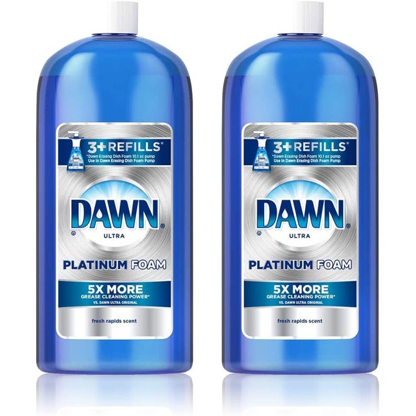 Dawn Platinum Erasing Dishwashing Foam Refill, Fresh Rapids, 30.9 Fl Oz (Pack of 2)