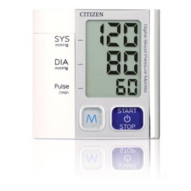 Monitor Digital de Presión Sanguínea Citizen CH-657 | Medición Automática SYS/DIA y Pulso | Sensor de Arritmia | Promedio de 3 Lecturas | 90 Memorias | Pantalla Clara | Blanco/Plata