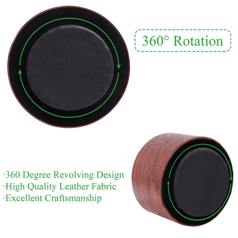 Hennaja Round Leather Art Supply Organizer,Remote Control Holder,360 Degree Spinning,Multi-Functional