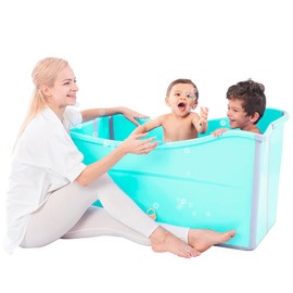 joyingbaby Large Foldable Bathtub for Toddler Collapsible Baby Bathtub Portable Bath tub Lightweight for Children Twins Petite Adult