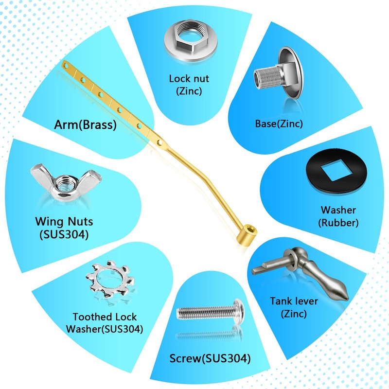 Boltigen Toilet Lever Replacement Kit, Front Mount Toilet Lever Tank