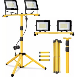 HBN 18000 Lumen LED Work Lights W/ Stand,2 Adjustable Head Waterproof Lamp 6500K