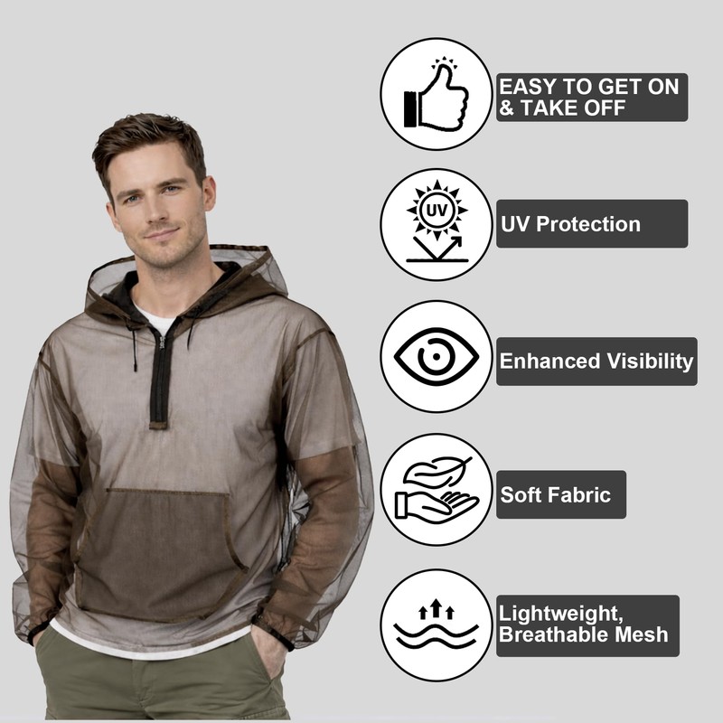 Aventik No-See-Um Mesh Mosquito Jacket for Outdoor, Multiple Sizes to
