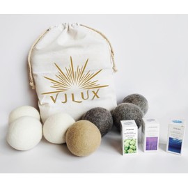 9 XL Organic New Zealand Wool Dryer Balls with 3 Fragrance Oils – Natural, Eco-Friendly, Reusable, Chemical-Free Fabric Softener for Laundry, Reduces Clothing Wrinkles and Shorten Drying Time