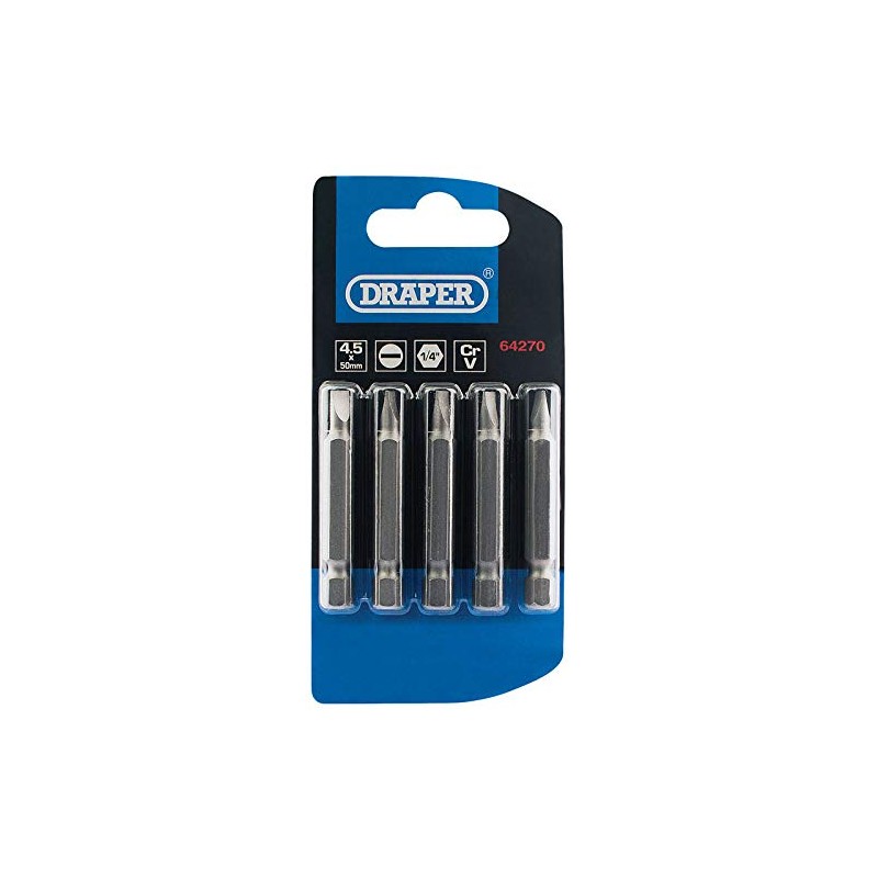 Draper 64012 6.5mm 1/4" Hex Plain Slot Insert Bit 25mm